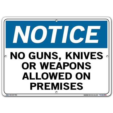 Vestil Aluminum Sign, 10-1/2" Height, 14-1/2" Width, Aluminum, Rectangle, English SI-N-41-C-AL-040
